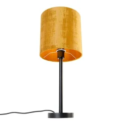 QAZQA Tischlampen|Wohnzimmerlampen*Moderne Tischlampe schwarz mit Schirm gold 25 cm - Simplo