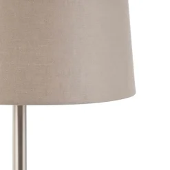 QAZQA Tischlampen|Wohnzimmerlampen*Moderne Tischlampe Stahl mit taupefarbenem Schirm 35 cm - Simplo