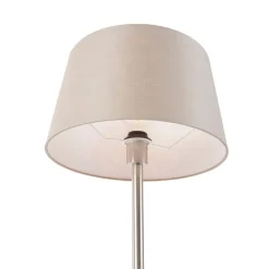 QAZQA Tischlampen|Wohnzimmerlampen*Moderne Tischlampe Stahl mit taupefarbenem Schirm 35 cm - Simplo