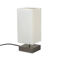 QAZQA Lampen Für Dein Homeoffice|Tischlampen*Moderne Tischlampe weiß mit Stahl - Milo