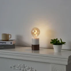 QAZQA Tischlampen|Wohnzimmerlampen*Moderne Tischleuchte Bronze mit weißem Marmor - Marissa