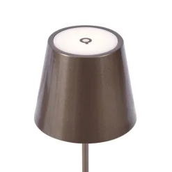 QAZQA Gartenbeleuchtung|Led-Tischleuchten*Moderne Tischleuchte Dunkelbronze 37cm inkl. LED Dimmbar IP54 Wiederaufladbar - Topi