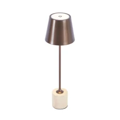 QAZQA Gartenbeleuchtung|Led-Tischleuchten*Moderne Tischleuchte Dunkelbronze 37cm inkl. LED Dimmbar IP54 Wiederaufladbar - Topi