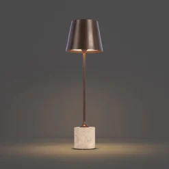 QAZQA Gartenbeleuchtung|Led-Tischleuchten*Moderne Tischleuchte Dunkelbronze 37cm inkl. LED Dimmbar IP54 Wiederaufladbar - Topi