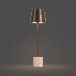 QAZQA Gartenbeleuchtung|Led-Tischleuchten*Moderne Tischleuchte Dunkelbronze 37cm inkl. LED Dimmbar IP54 Wiederaufladbar - Topi