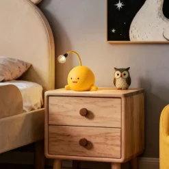 Kinder QAZQA Kinderzimmerlampen|Led-Tischleuchten*Moderne Tischleuchte Gelb inkl. LED Wiederaufladbar - Bulby