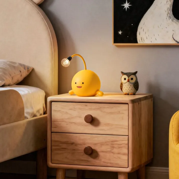 Kinder QAZQA Kinderzimmerlampen|Led-Tischleuchten*Moderne Tischleuchte Gelb inkl. LED Wiederaufladbar - Bulby