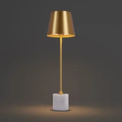 QAZQA Gartenbeleuchtung|Led-Tischleuchten*Moderne Tischleuchte Gold 37cm inkl. LED Dimmbar IP54 Wiederaufladbar - Topi