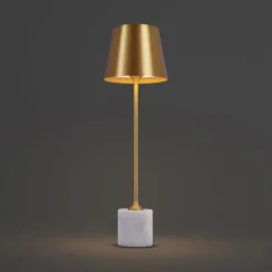 QAZQA Gartenbeleuchtung|Led-Tischleuchten*Moderne Tischleuchte Gold 37cm inkl. LED Dimmbar IP54 Wiederaufladbar - Topi