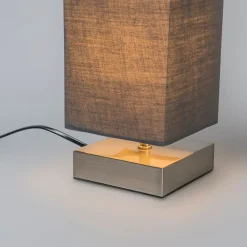 QAZQA Lampen Für Dein Homeoffice|Tischlampen*Moderne Tischleuchte grau mit Stahl - Milo