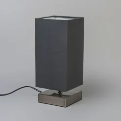 QAZQA Lampen Für Dein Homeoffice|Tischlampen*Moderne Tischleuchte grau mit Stahl - Milo