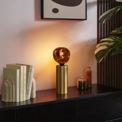 QAZQA Tischlampen|Wohnzimmerlampen*Moderne Tischleuchte Messing 24cm - Cylinder