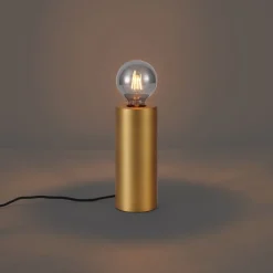 QAZQA Tischlampen|Wohnzimmerlampen*Moderne Tischleuchte Messing 24cm - Cylinder