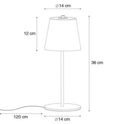 Honsel Gartenbeleuchtung|Led-Tischleuchten*Moderne Tischleuchte schwarz mit Opalglas inkl. LED 3-stufig dimmbar - Jent