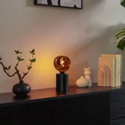 QAZQA Tischlampen|Wohnzimmerlampen*Moderne Tischleuchte schwarz 13cm - Zylinder
