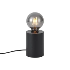 QAZQA Tischlampen|Wohnzimmerlampen*Moderne Tischleuchte schwarz 13cm - Zylinder