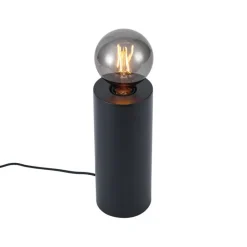 QAZQA Tischlampen|Wohnzimmerlampen*Moderne Tischleuchte schwarz 24cm - Cylinder