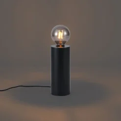 QAZQA Tischlampen|Wohnzimmerlampen*Moderne Tischleuchte schwarz 24cm - Cylinder