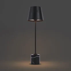 QAZQA Gartenbeleuchtung|Led-Tischleuchten*Moderne Tischleuchte Schwarz 37cm inkl. LED Dimmbar IP54 Wiederaufladbar - Topi