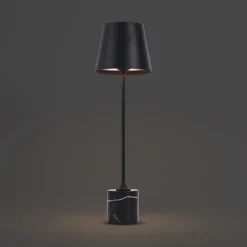 QAZQA Gartenbeleuchtung|Led-Tischleuchten*Moderne Tischleuchte Schwarz 37cm inkl. LED Dimmbar IP54 Wiederaufladbar - Topi