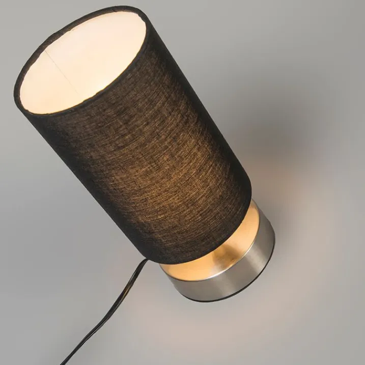 QAZQA Lampen Für Dein Homeoffice|Tischlampen*Moderne Tischleuchte schwarz mit Stahl - Milo 2