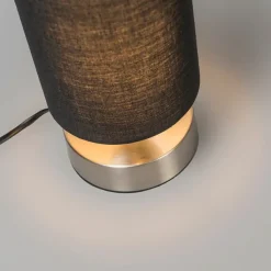 QAZQA Lampen Für Dein Homeoffice|Tischlampen*Moderne Tischleuchte schwarz mit Stahl - Milo 2