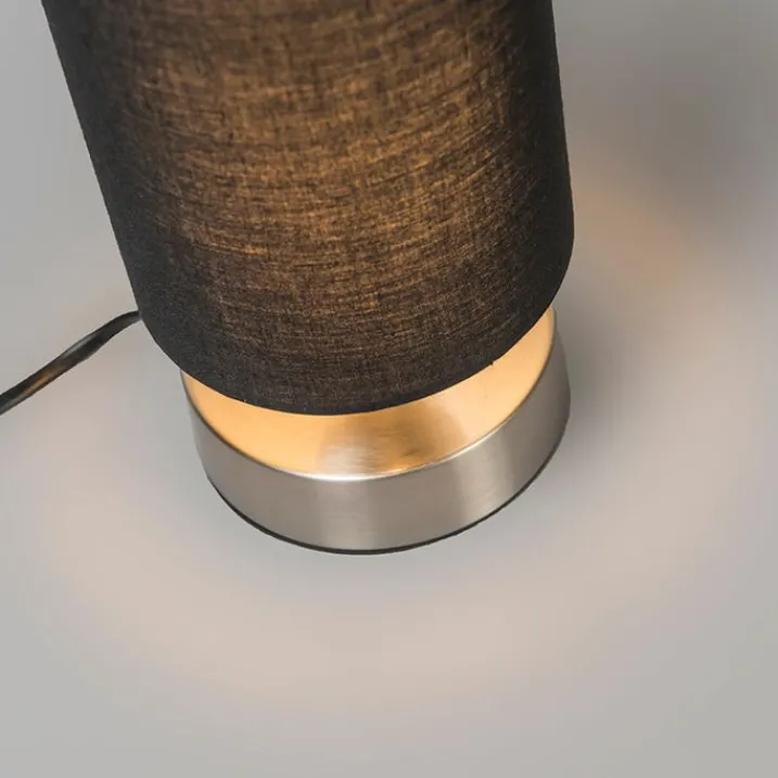 QAZQA Lampen Für Dein Homeoffice|Tischlampen*Moderne Tischleuchte schwarz mit Stahl - Milo 2