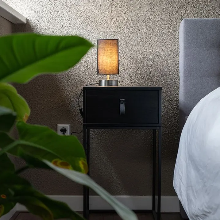 QAZQA Lampen Für Dein Homeoffice|Tischlampen*Moderne Tischleuchte schwarz mit Stahl - Milo 2