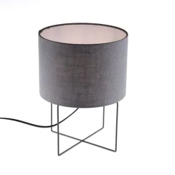 Honsel Tischlampen|Wohnzimmerlampen*Moderne Tischleuchte schwarz mit grauem Schirm - Hina