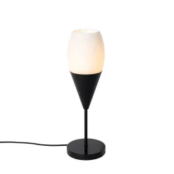 QAZQA Tischlampen|Wohnzimmerlampen*Moderne Tischleuchte schwarz mit Opalglas - Drop
