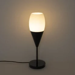 QAZQA Tischlampen|Wohnzimmerlampen*Moderne Tischleuchte schwarz mit Opalglas - Drop