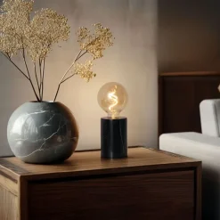 QAZQA Tischlampen|Wohnzimmerlampen*Moderne Tischleuchte Schwarz Marmor - Marissa