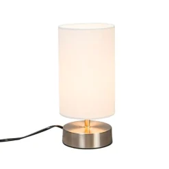 QAZQA Tischlampen|Wohnzimmerlampen*Moderne Tischleuchte Weiß Rund 12 cm - Milo 2