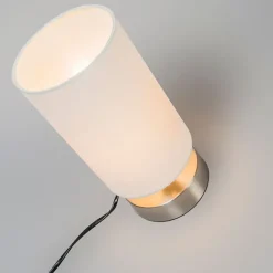 QAZQA Tischlampen|Wohnzimmerlampen*Moderne Tischleuchte Weiß Rund 12 cm - Milo 2