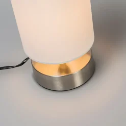 QAZQA Tischlampen|Wohnzimmerlampen*Moderne Tischleuchte Weiß Rund 12 cm - Milo 2