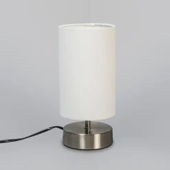 QAZQA Tischlampen|Wohnzimmerlampen*Moderne Tischleuchte Weiß Rund 12 cm - Milo 2