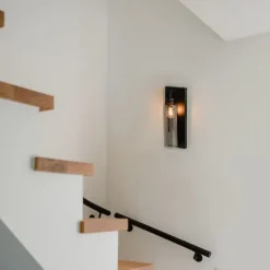 QAZQA Schlafzimmerlampen|Küchenlampen*Moderne Wandlampe schwarz mit Rauchglas - Stavelot