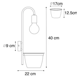 QAZQA Wandleuchten|Wohnzimmerlampen*Moderne Wandlampe schwarz mit Glas - Roslini
