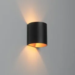 QAZQA Wandleuchten|Wohnzimmerlampen*Moderne Wandlampe schwarz mit Messing - Sabbio