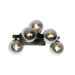 QAZQA Wandleuchten|Wohnzimmerlampen*Moderne Wandlampe schwarz mit Rauchglas 5-flammig - Bianca