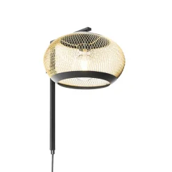 QAZQA Schlafzimmerlampen|Küchenlampen*Moderne Wandlampe schwarz mit Gold - Lucas