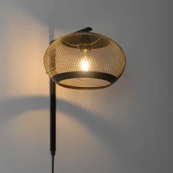 QAZQA Schlafzimmerlampen|Küchenlampen*Moderne Wandlampe schwarz mit Gold - Lucas