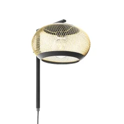 QAZQA Schlafzimmerlampen|Küchenlampen*Moderne Wandlampe schwarz mit Gold - Lucas
