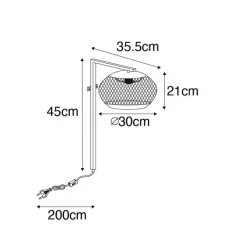 QAZQA Schlafzimmerlampen|Küchenlampen*Moderne Wandlampe schwarz mit Gold - Lucas