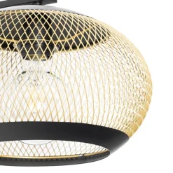 QAZQA Schlafzimmerlampen|Küchenlampen*Moderne Wandlampe schwarz mit Gold - Lucas