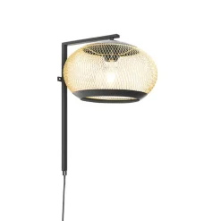QAZQA Schlafzimmerlampen|Küchenlampen*Moderne Wandlampe schwarz mit Gold - Lucas