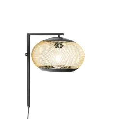 QAZQA Schlafzimmerlampen|Küchenlampen*Moderne Wandlampe schwarz mit Gold - Lucas