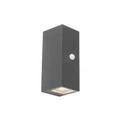 QAZQA Gartenbeleuchtung|Außenleuchten Mit Sensor*Moderne Wandleuchte anthrazit IP44 mit Bewegungsmelder - Baleno II