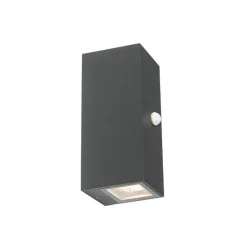 QAZQA Gartenbeleuchtung|Außenleuchten Mit Sensor*Moderne Wandleuchte anthrazit IP44 mit Bewegungsmelder - Baleno II