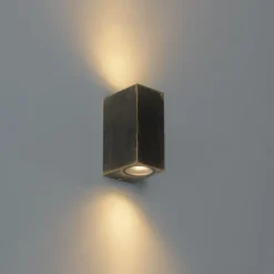 QAZQA Gartenbeleuchtung|Badezimmerlampen*Moderne Wandleuchte Antikgold 2-flammig IP44 - Baleno